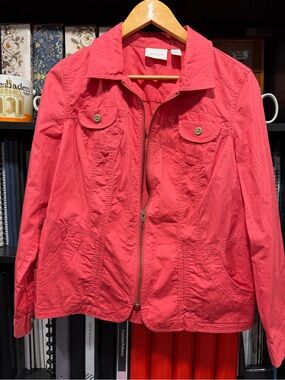 Chico's Coral Zip-Front Utility Jacket